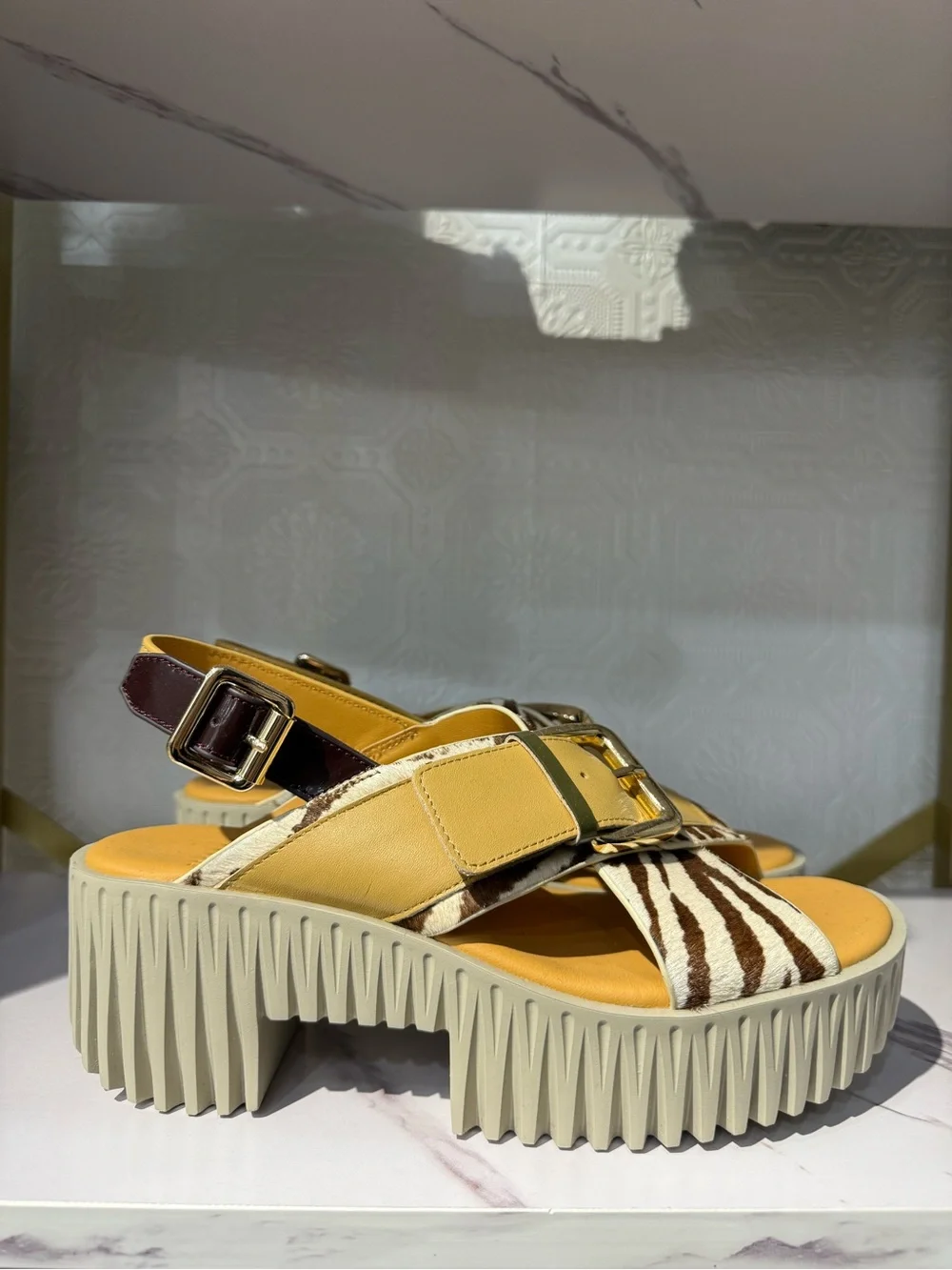 4ccccees Pila Juno - Zebra-Print Platform Sandals  with Buckle Accent